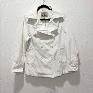 Pacific trail‎ denim white double-breasted peacoat jacket L